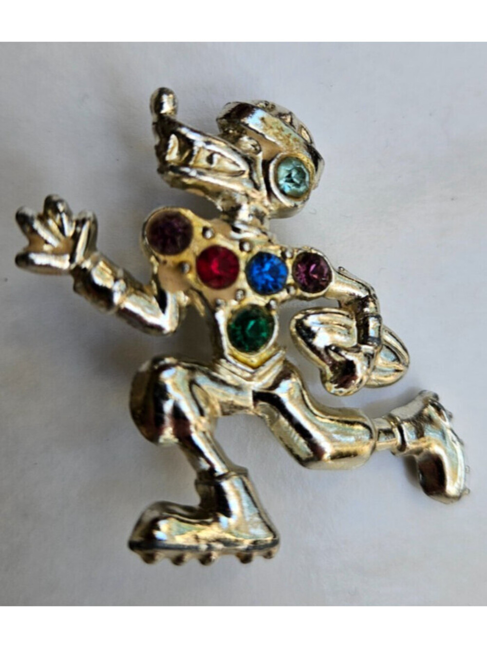 Vintage multicolor Rhinestones FOOTBALL Dog Brooch